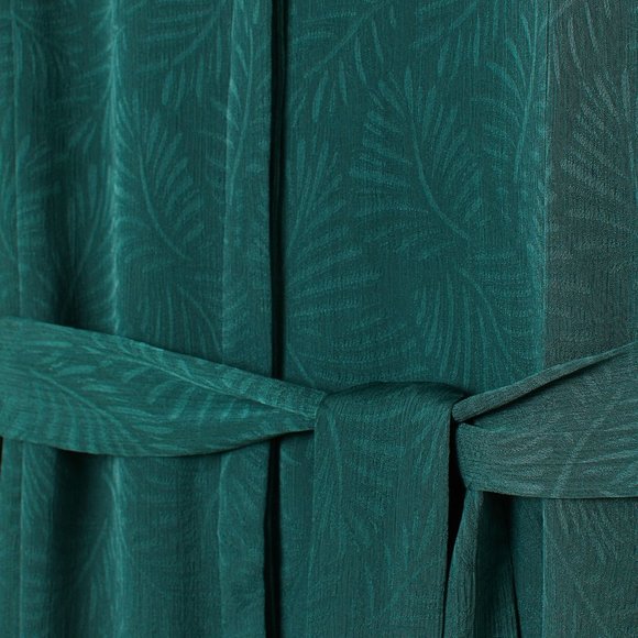 NWT H&M Green Kaftan Dark Green Maxi Palm Leaves‎ print Belted V-neck Long Dress - Picture 5 of 5